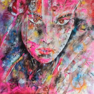 Obraz ANNA MARIA – Expresívny abstraktný portrét (80x80 cm)