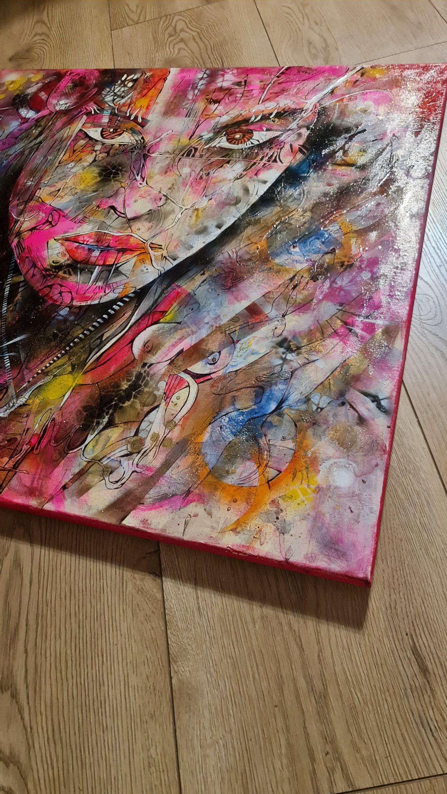 Obraz ANNA MARIA – Expresívny abstraktný portrét (80x80 cm) – Obrázok 4