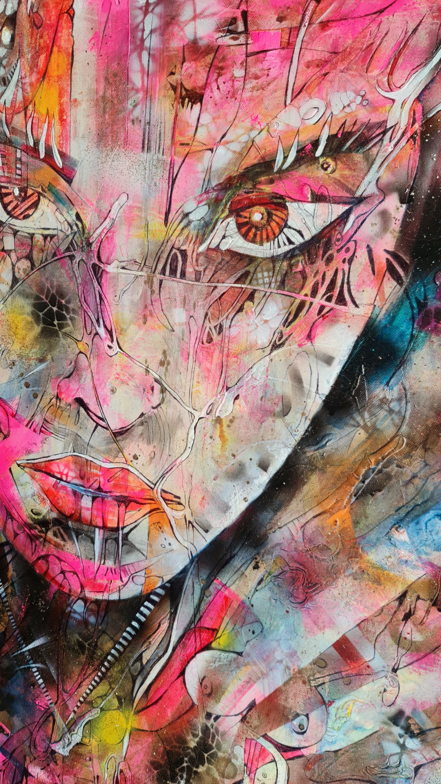 Obraz ANNA MARIA – Expresívny abstraktný portrét (80x80 cm) – Obrázok 7