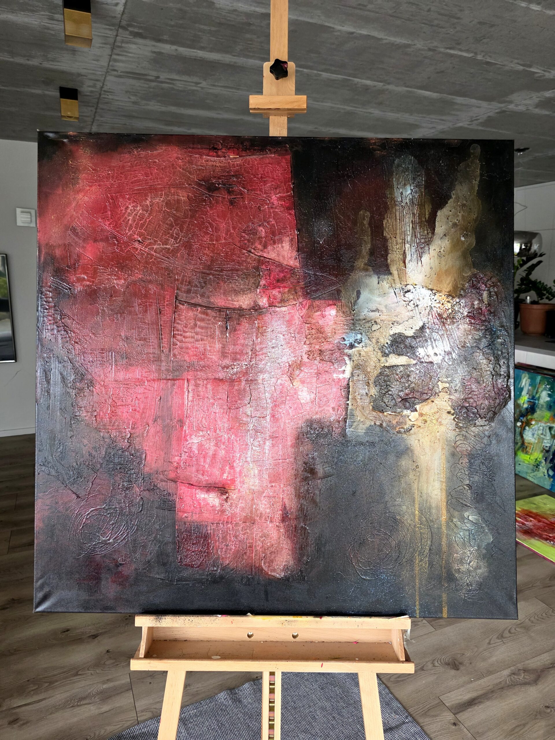 Obraz CRIMSON FRACTURE – moderné abstraktné umenie (100×100 cm) – Obrázok 2