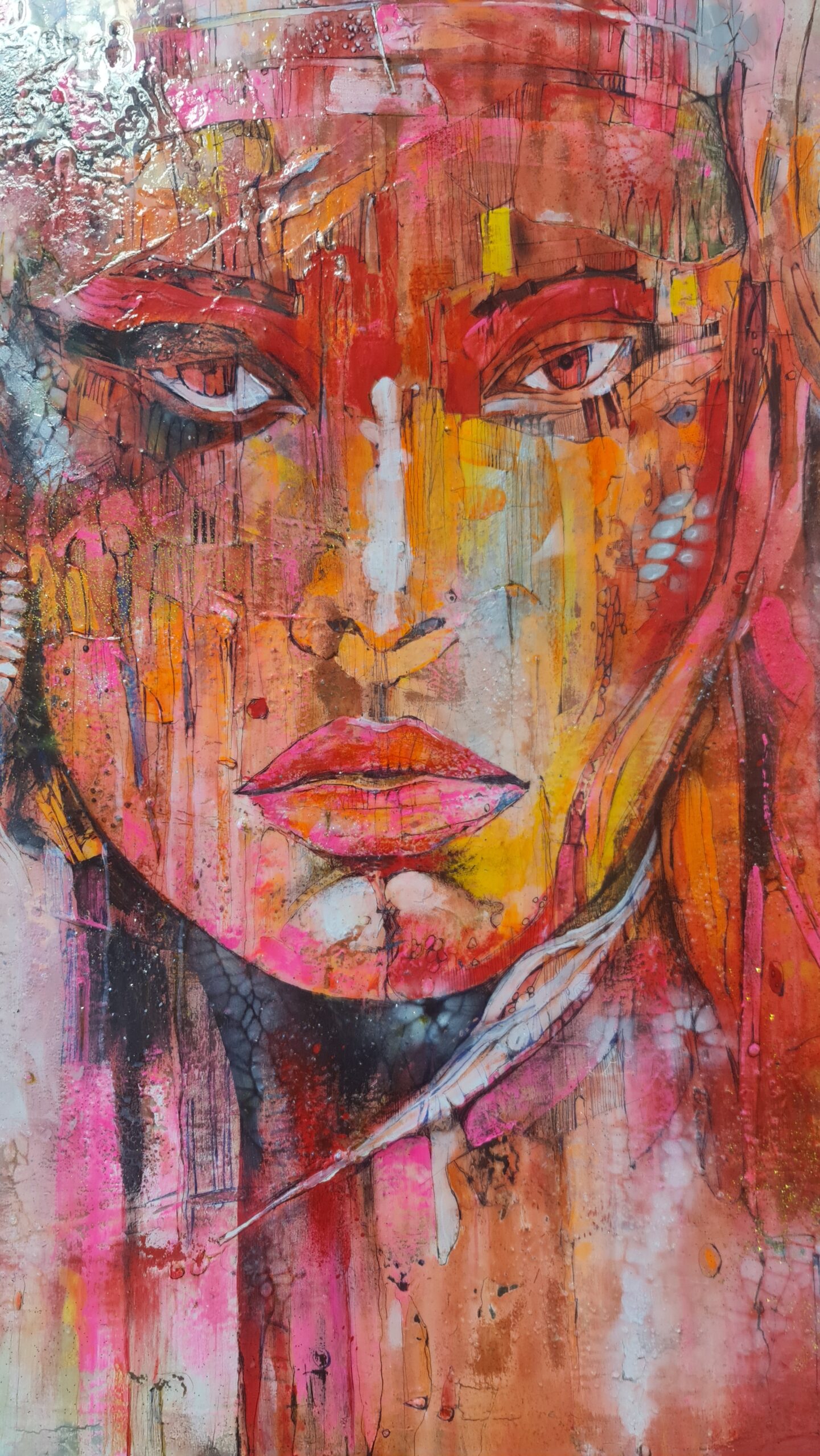 Obraz APACHE – Moderné abstraktné umenie s portrétom (100x100 cm) – Obrázok 5