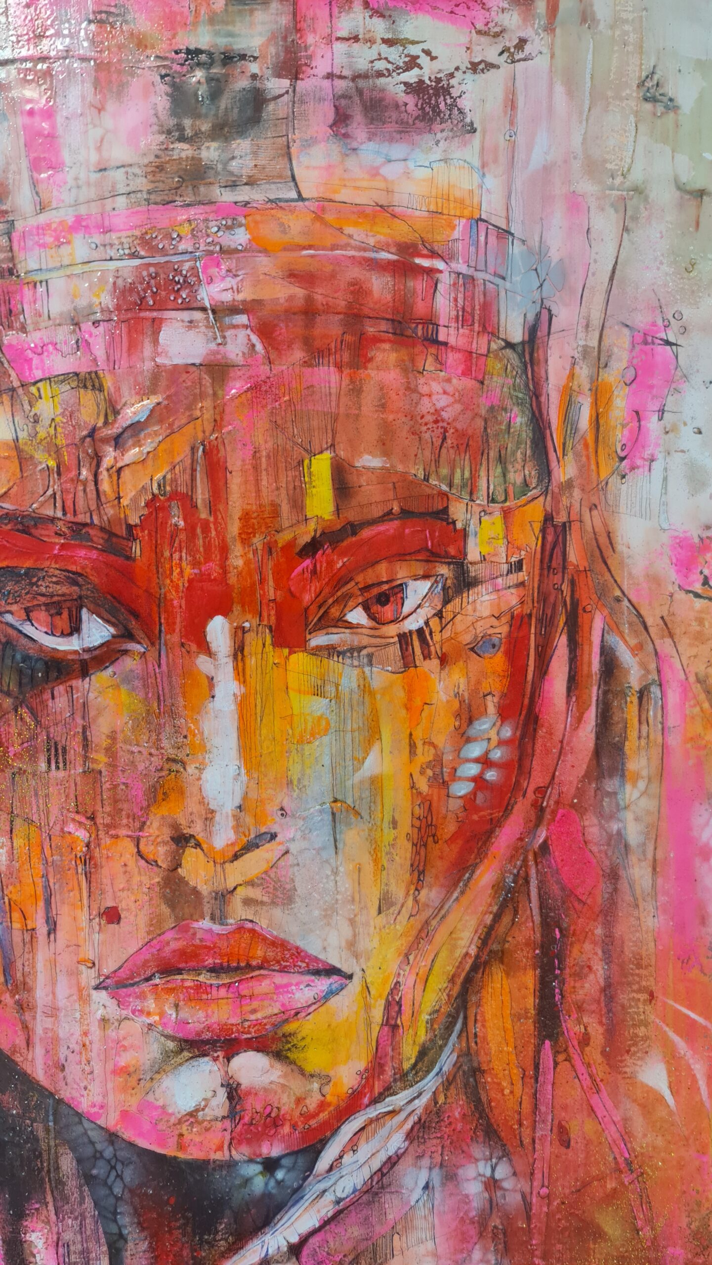 Obraz APACHE – Moderné abstraktné umenie s portrétom (100x100 cm) – Obrázok 6