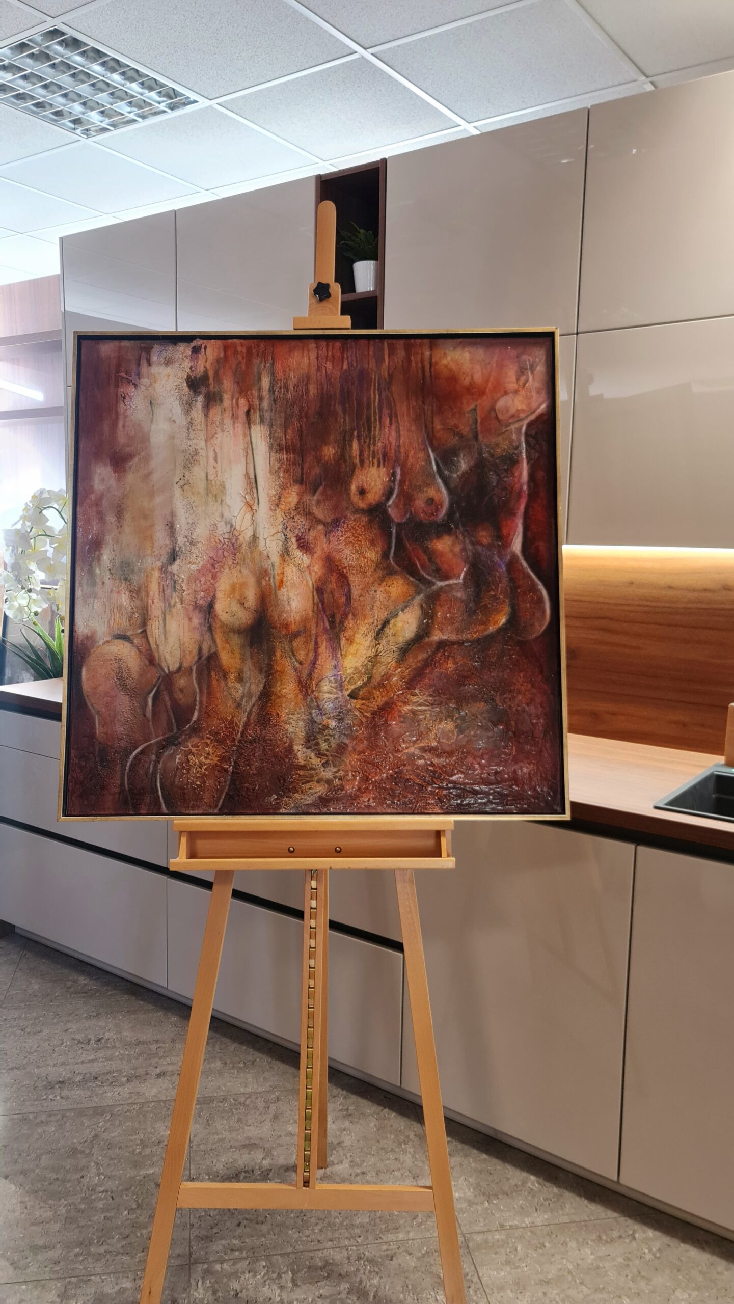Obraz INTIMATIVE TOUCHES – moderné abstraktné figuratívne umenie (100×100 cm) – Obrázok 3