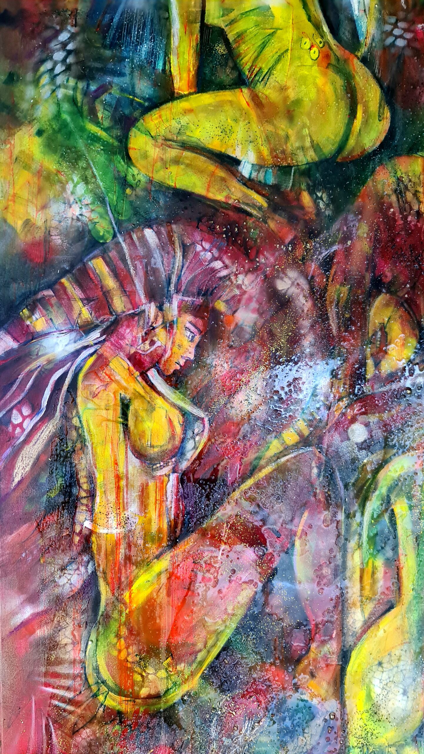 Obraz HEX — moderné figurálne abstraktné umenie (140×140 cm) – Obrázok 4