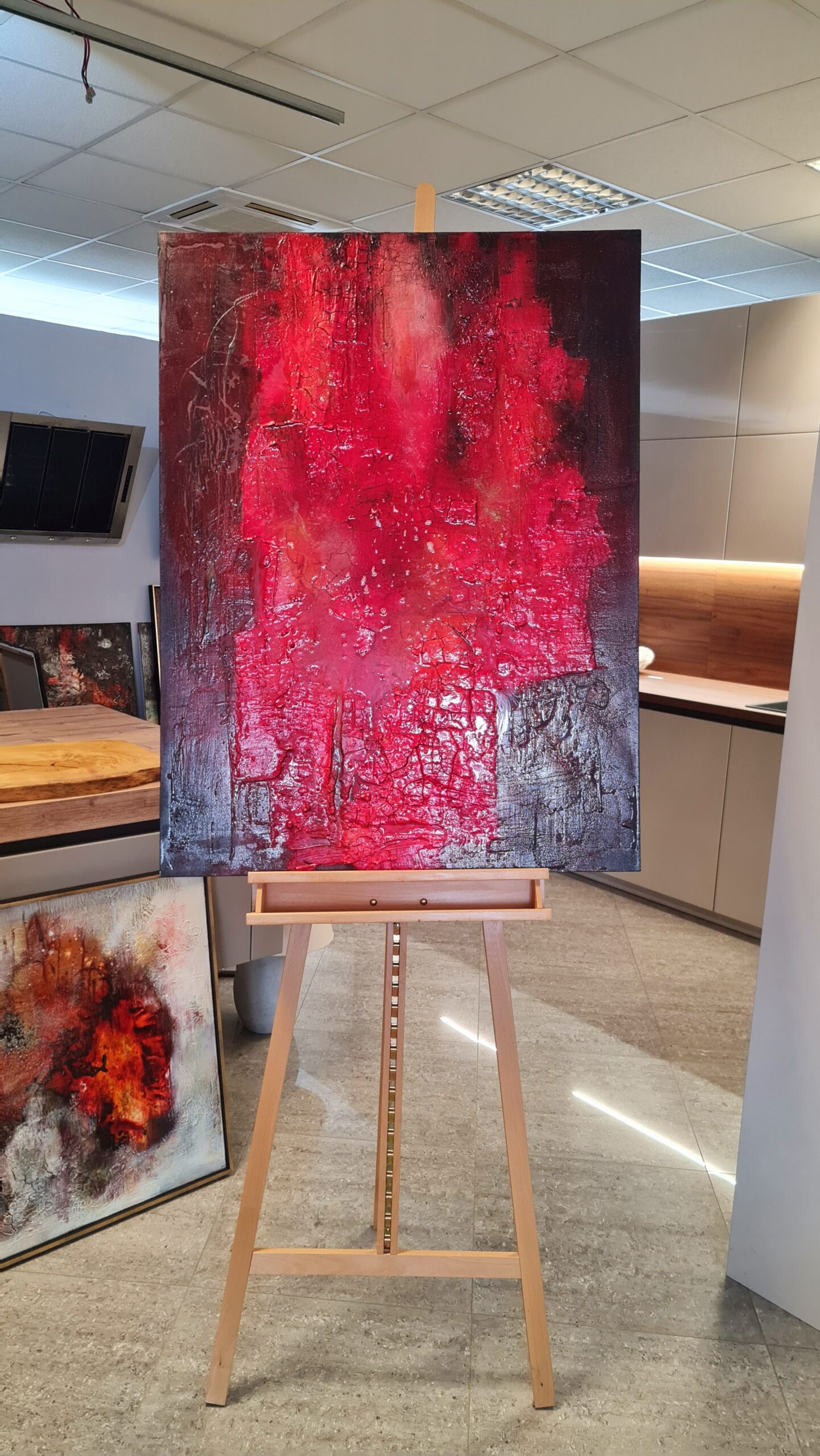 Obraz CRIMSON RUPTURE – moderné abstraktné umenie (90×120 cm) – Obrázok 2
