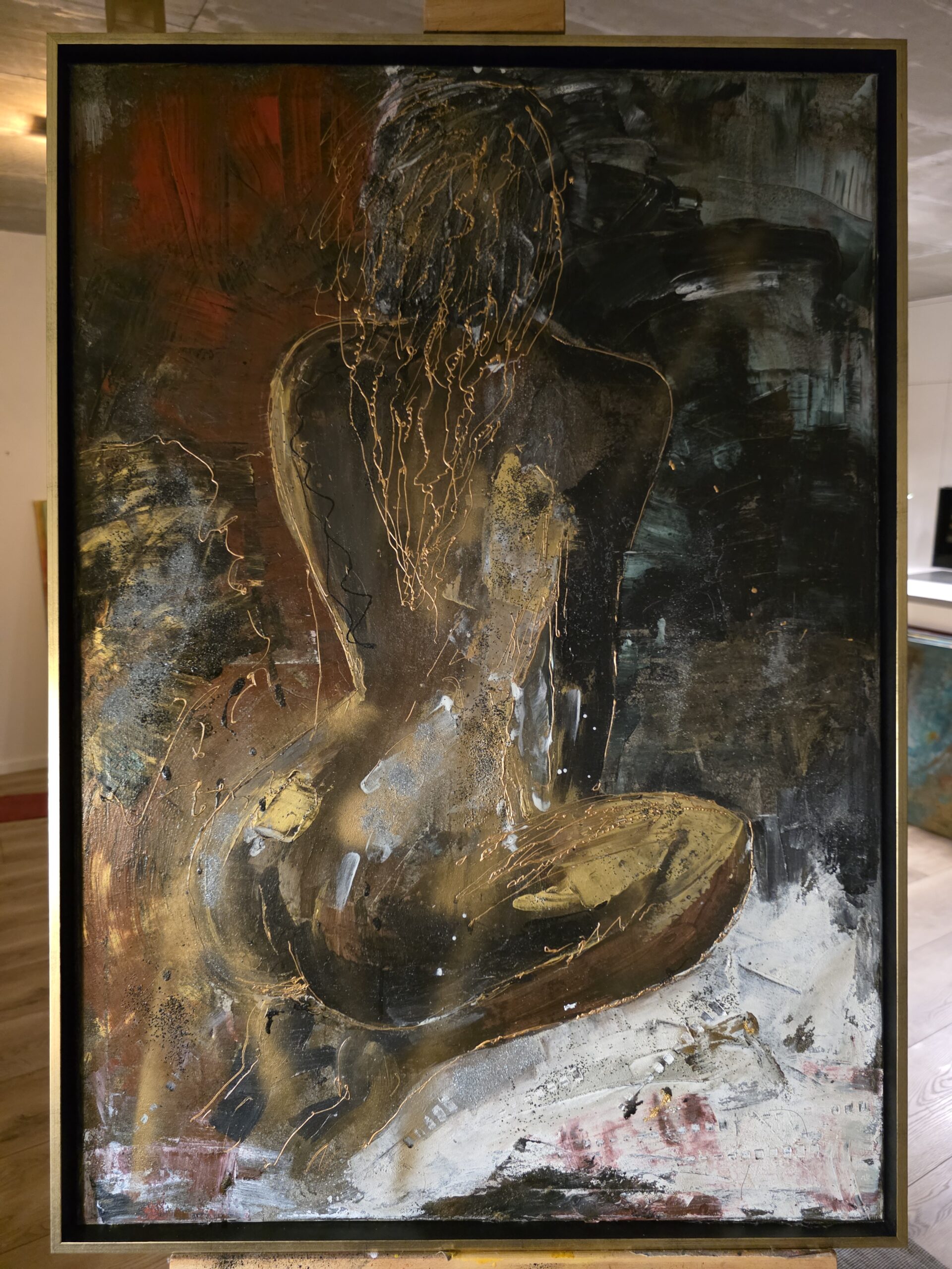 Obraz GOLDEN PULSE – moderné abstraktné umenie (70×100 cm) – Obrázok 2