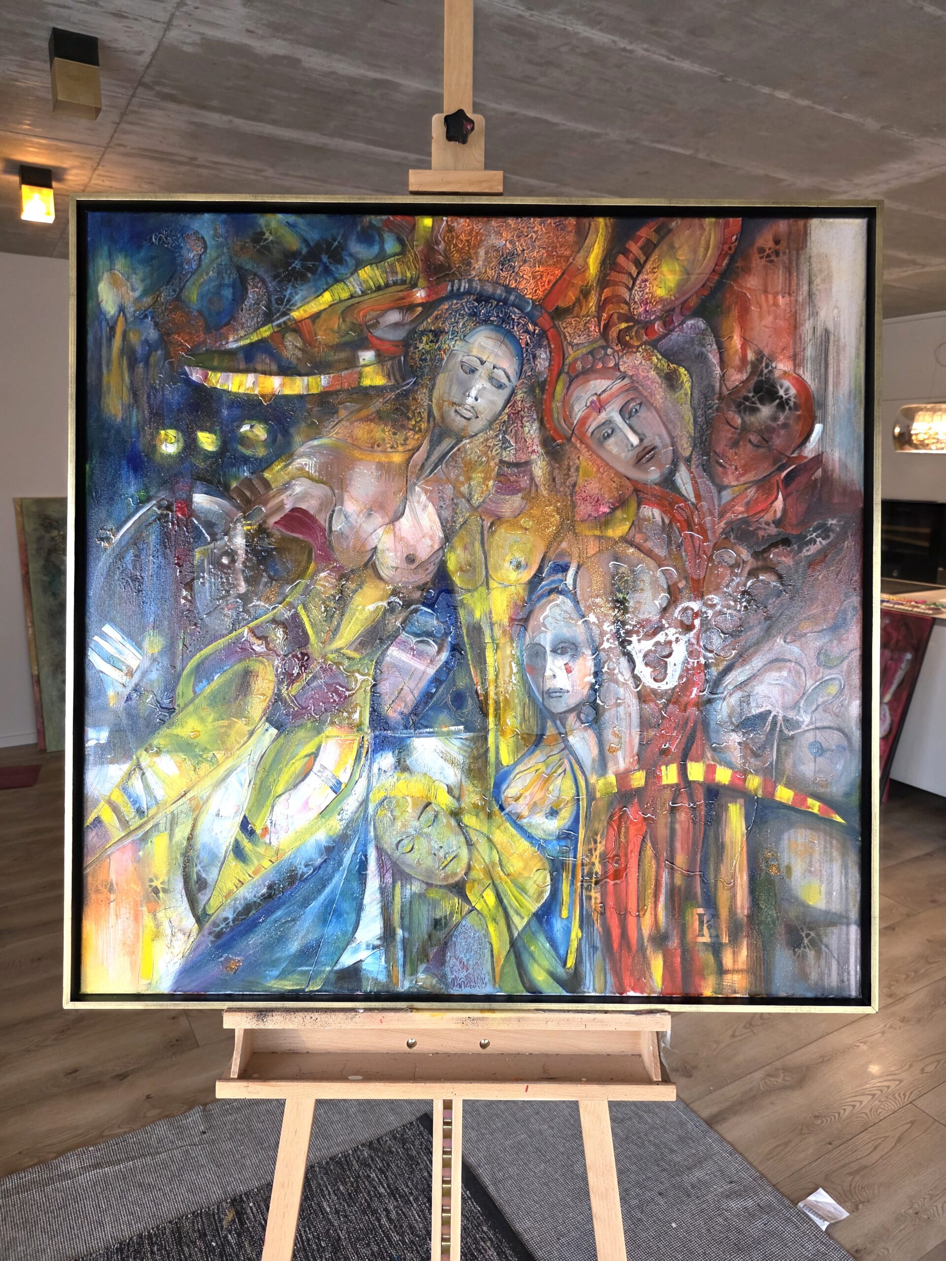 Obraz SACRED TENSION – moderné figuratívne mytologické umenie (100×100 cm) – Obrázok 2