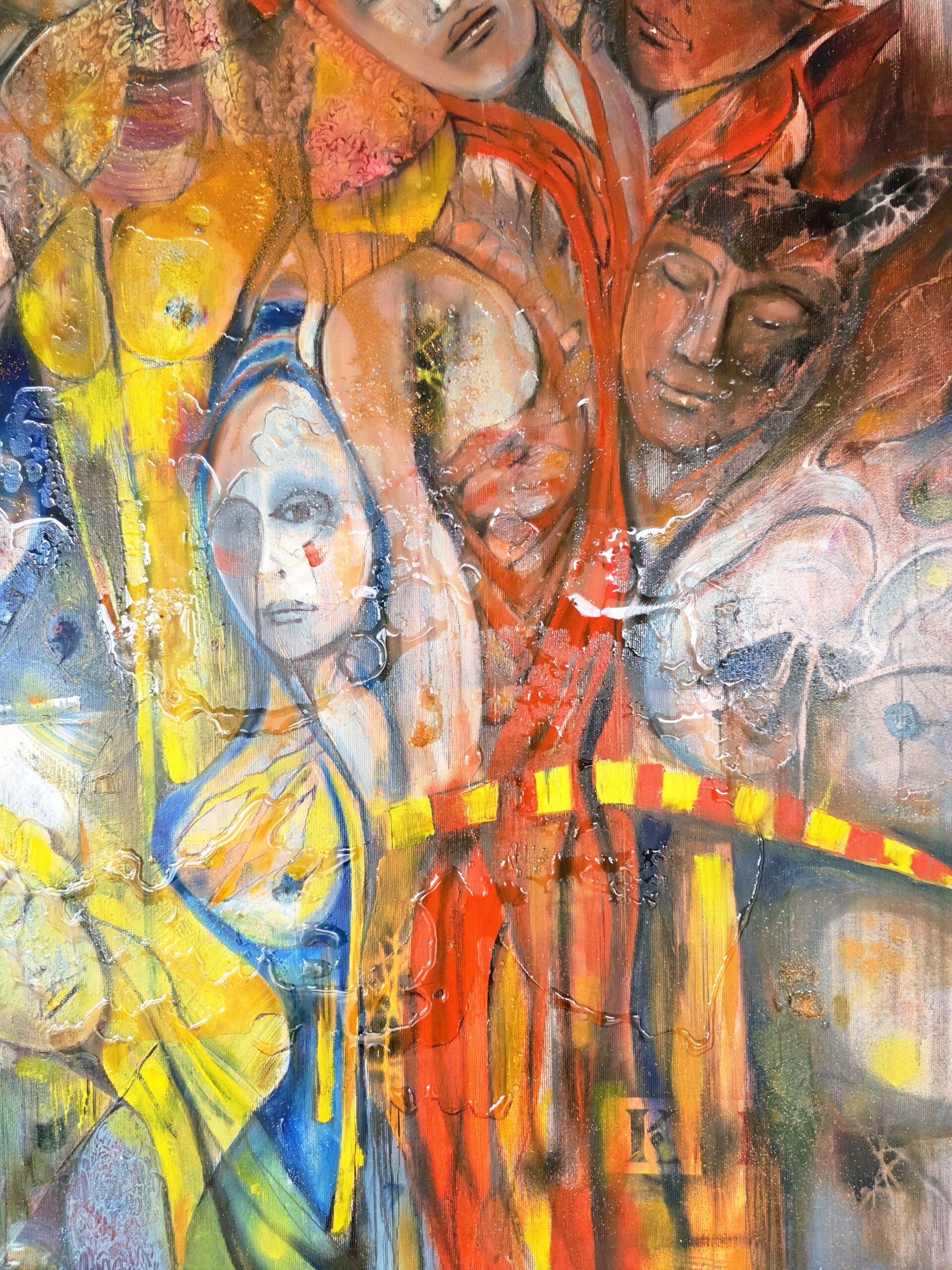 Obraz SACRED TENSION – moderné figuratívne mytologické umenie (100×100 cm) – Obrázok 3
