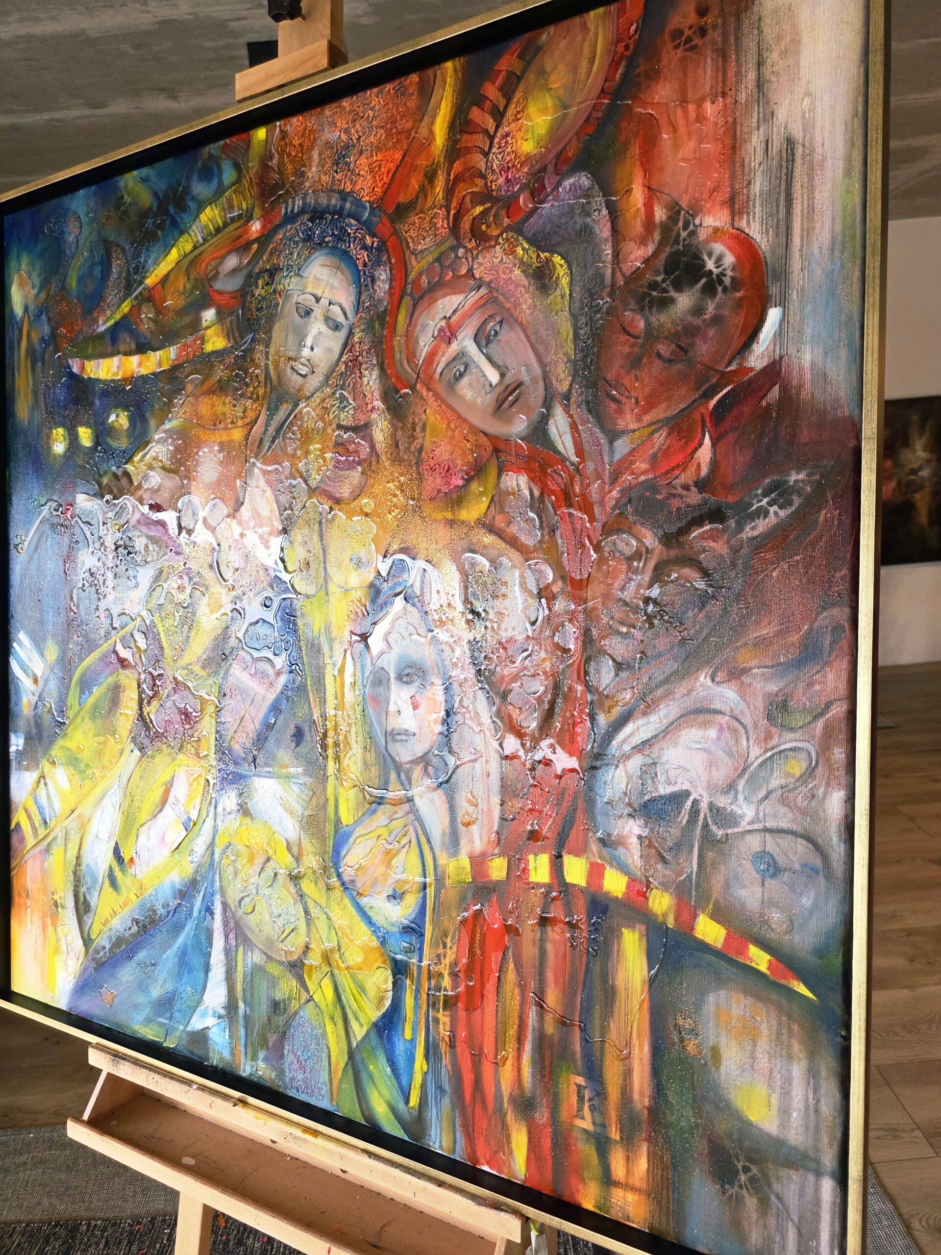Obraz SACRED TENSION – moderné figuratívne mytologické umenie (100×100 cm) – Obrázok 4
