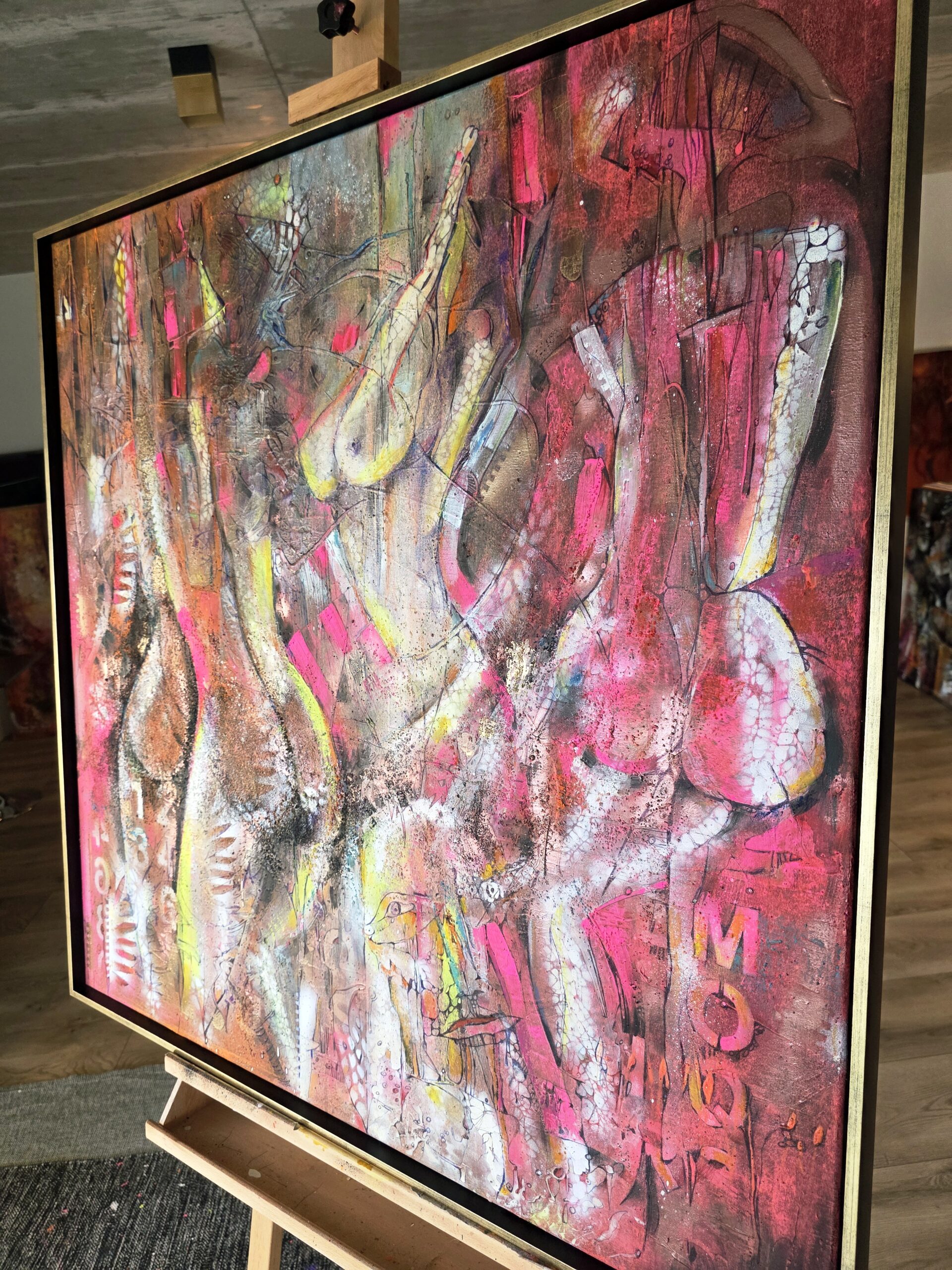 Obraz SIN IN SILK – moderné erotické figuratívne abstraktné umenie (100×100 cm) – Obrázok 7