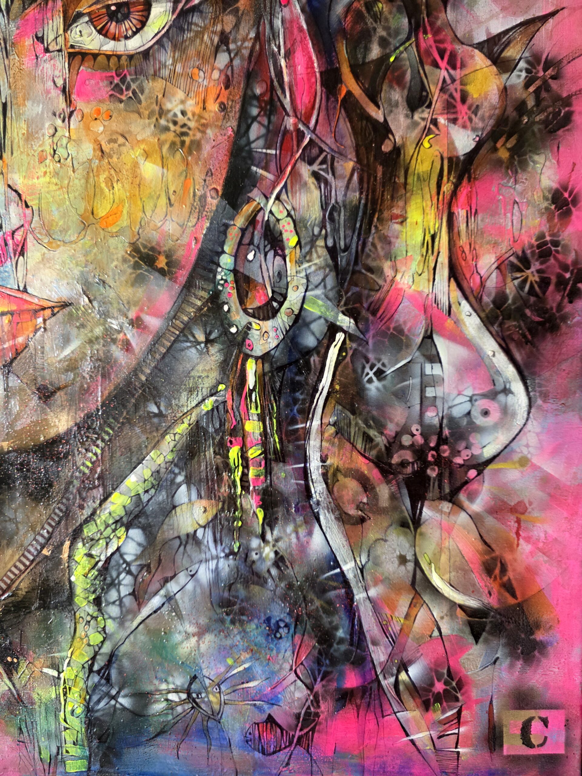 Obraz EYES OF THE BLACK TIDE – moderné abstraktné umenie (100×100 cm) – Obrázok 11
