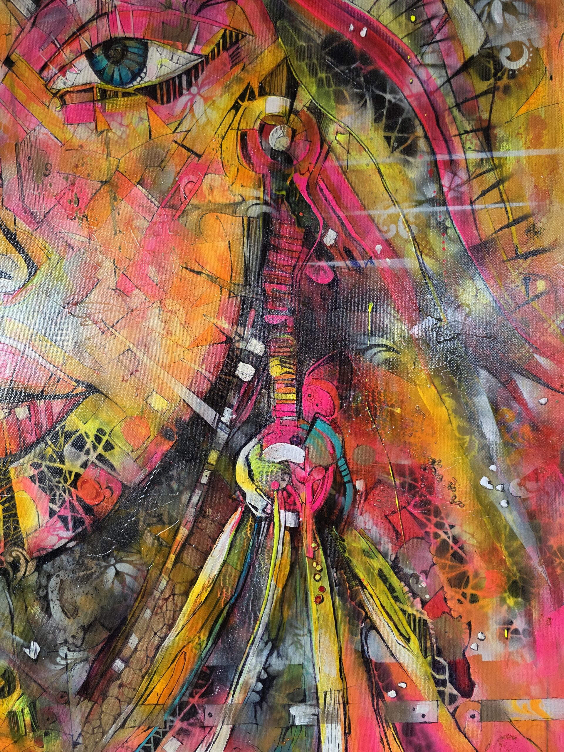 Obraz NEON ORACLE – moderné abstraktné umenie s portrétom (100×100 cm) – Obrázok 2