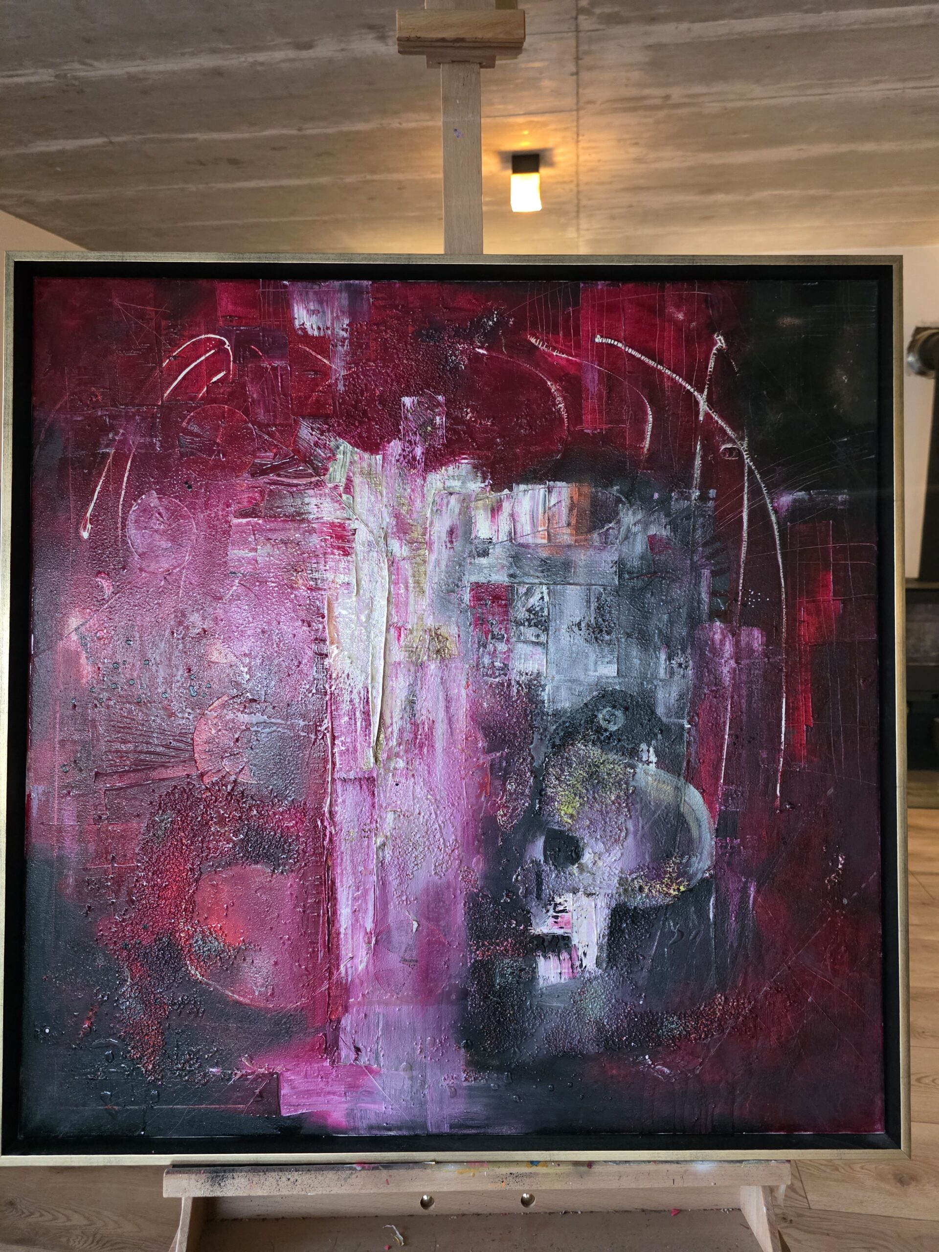 Obraz RED RIFT – moderné temné abstraktné umenie (80×80 cm) – Obrázok 2