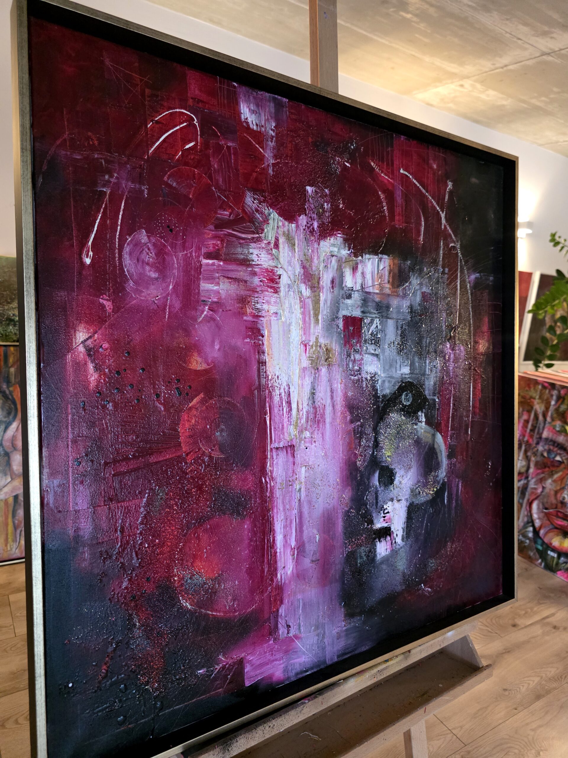 Obraz RED RIFT – moderné temné abstraktné umenie (80×80 cm) – Obrázok 3