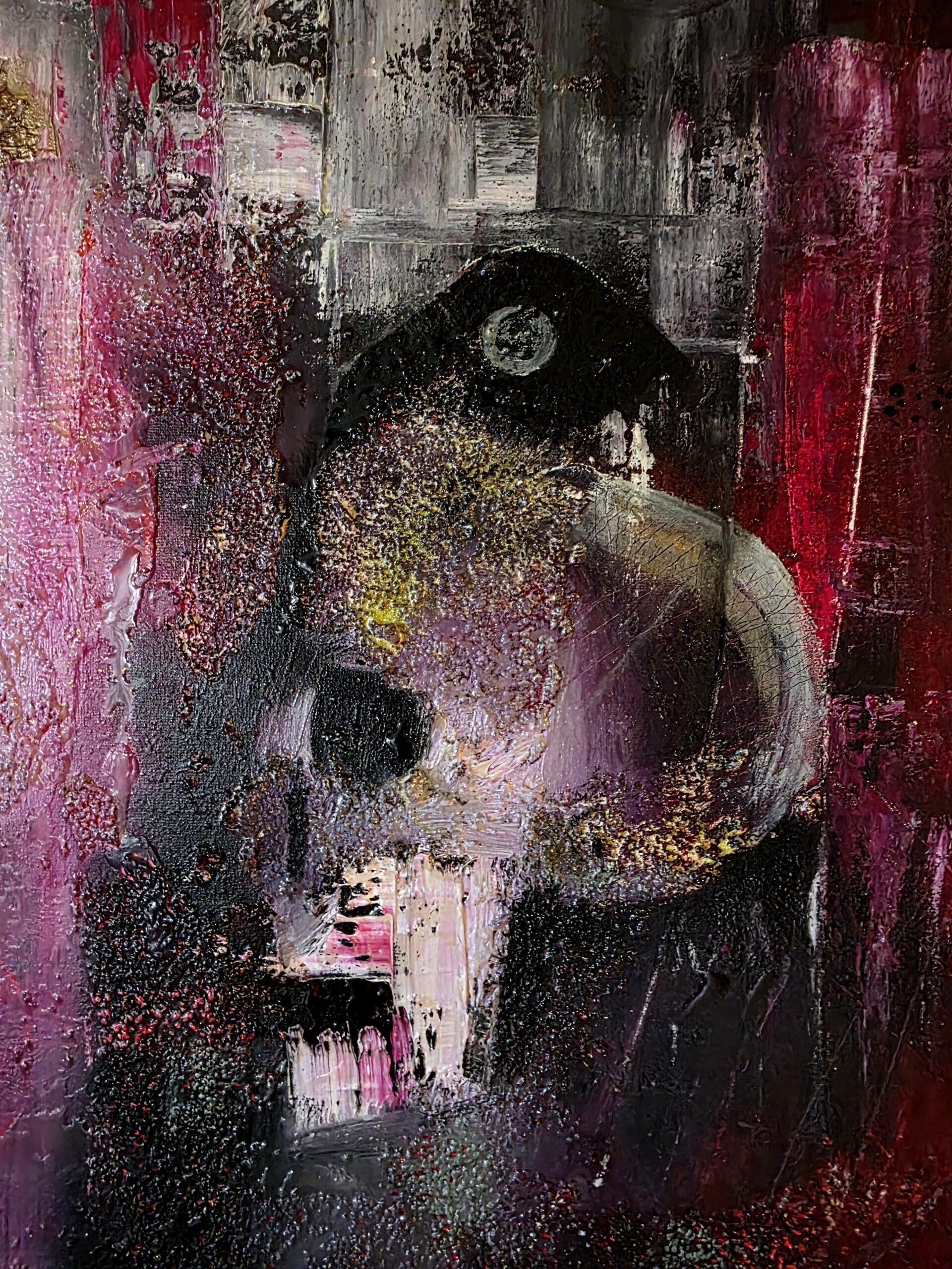 Obraz RED RIFT – moderné temné abstraktné umenie (80×80 cm) – Obrázok 5