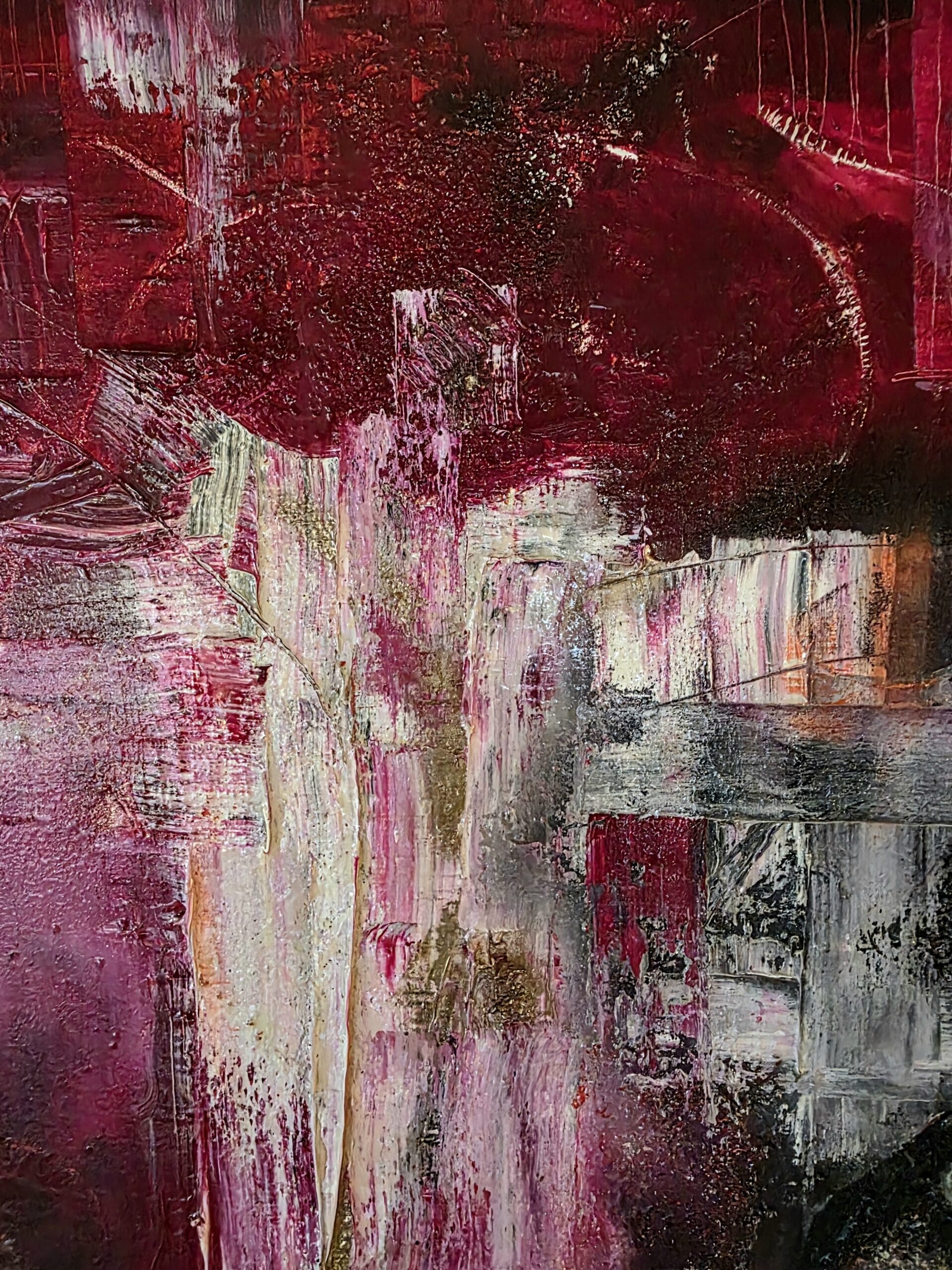 Obraz RED RIFT – moderné temné abstraktné umenie (80×80 cm) – Obrázok 6