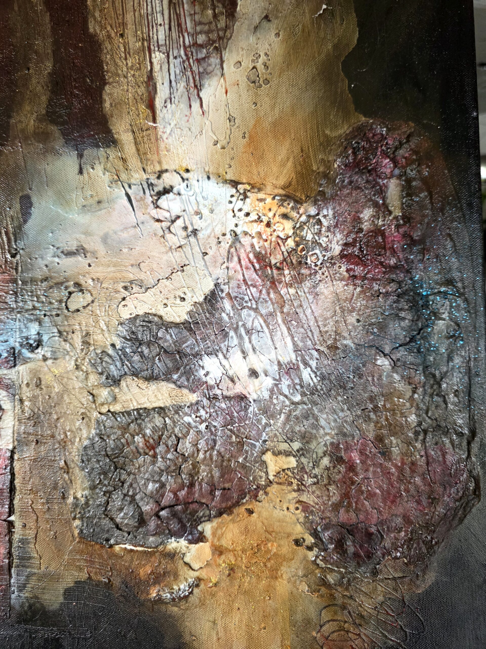 Obraz CRIMSON FRACTURE – moderné abstraktné umenie (100×100 cm) – Obrázok 3