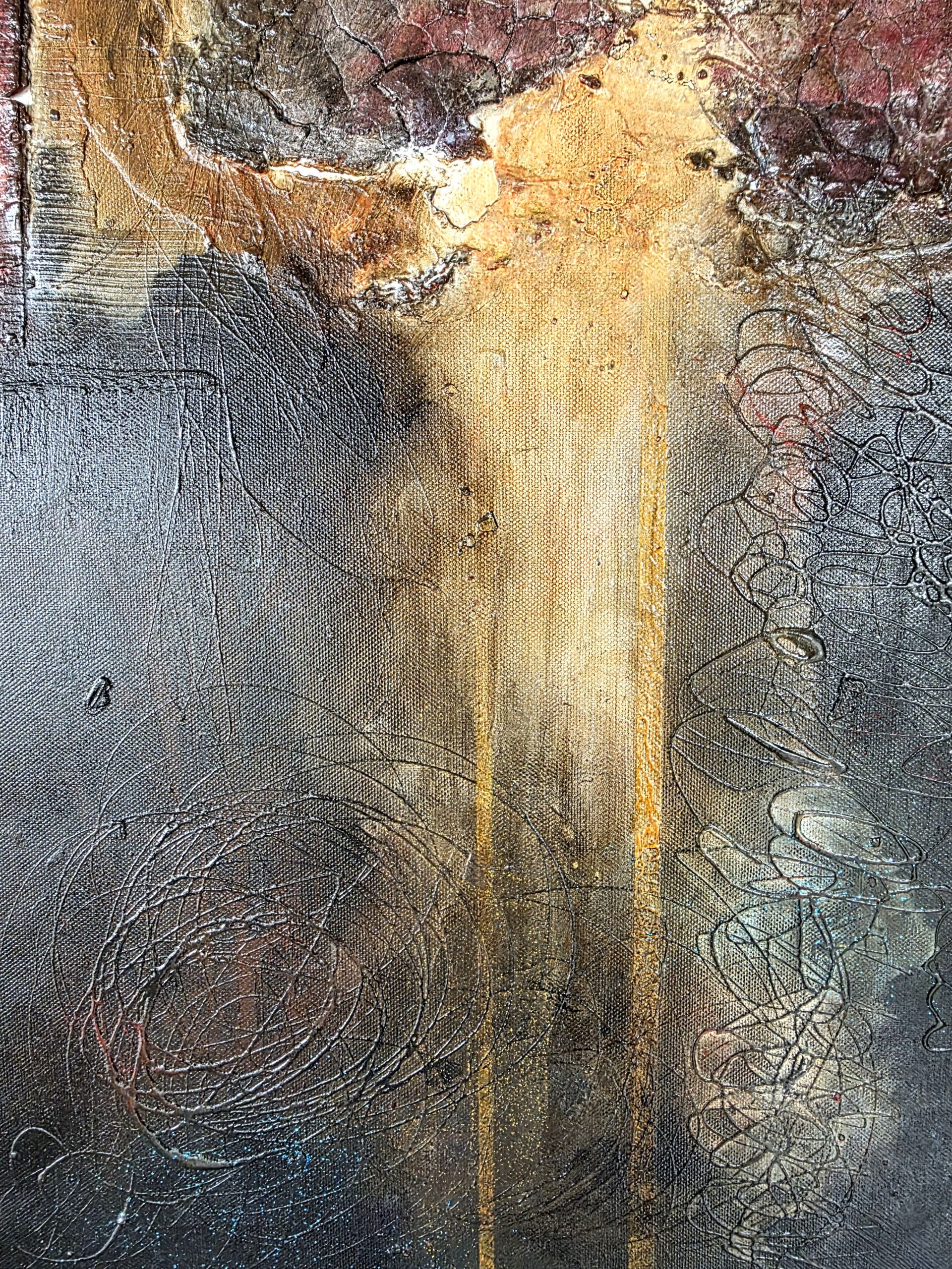 Obraz CRIMSON FRACTURE – moderné abstraktné umenie (100×100 cm) – Obrázok 6