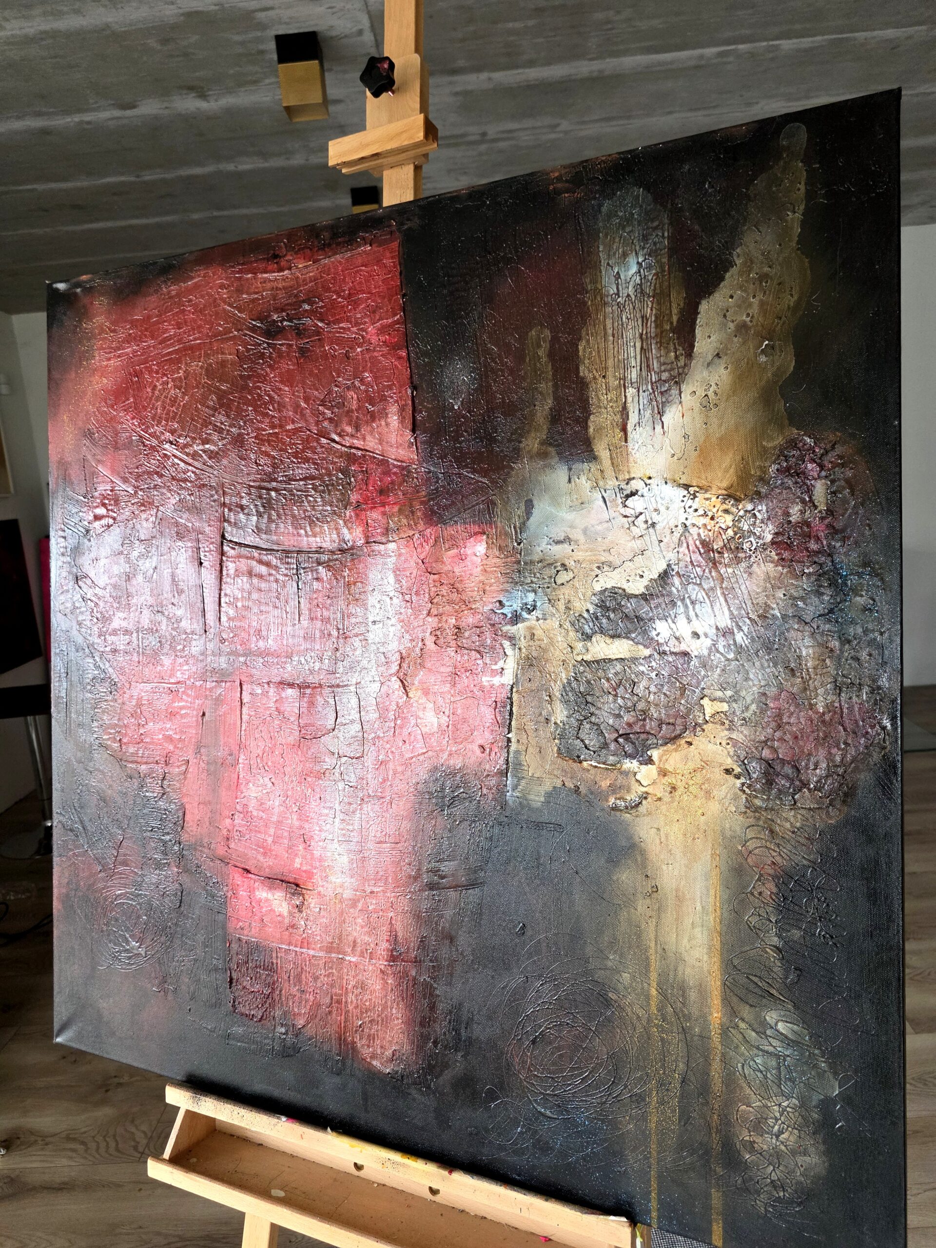 Obraz CRIMSON FRACTURE – moderné abstraktné umenie (100×100 cm) – Obrázok 7