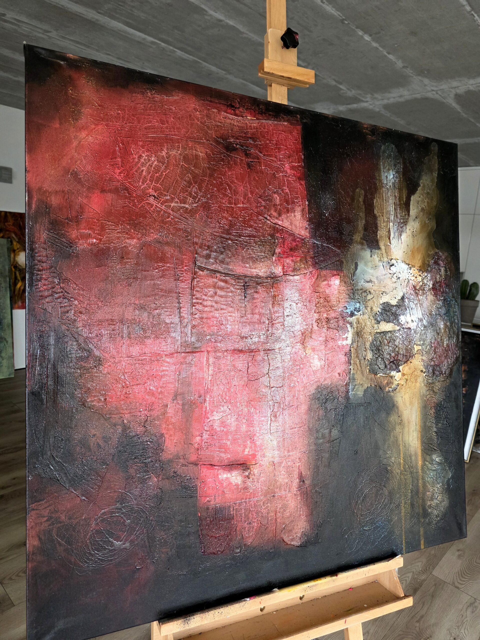 Obraz CRIMSON FRACTURE – moderné abstraktné umenie (100×100 cm) – Obrázok 8