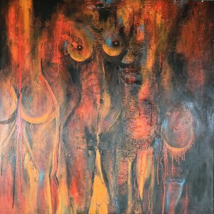 Obraz BURNING CONSCIENCE – moderné abstraktné umenie (100×100 cm)