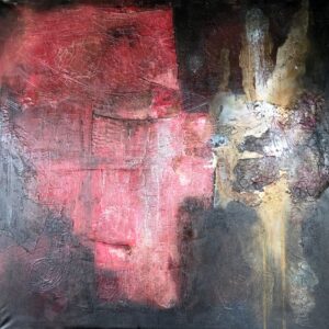 Gemälde CRIMSON FRACTURE – Moderne abstrakte Kunst (100×100 cm)