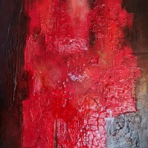 Gemälde CRIMSON RUPTURE – Moderne abstrakte Kunst (90×120 cm)