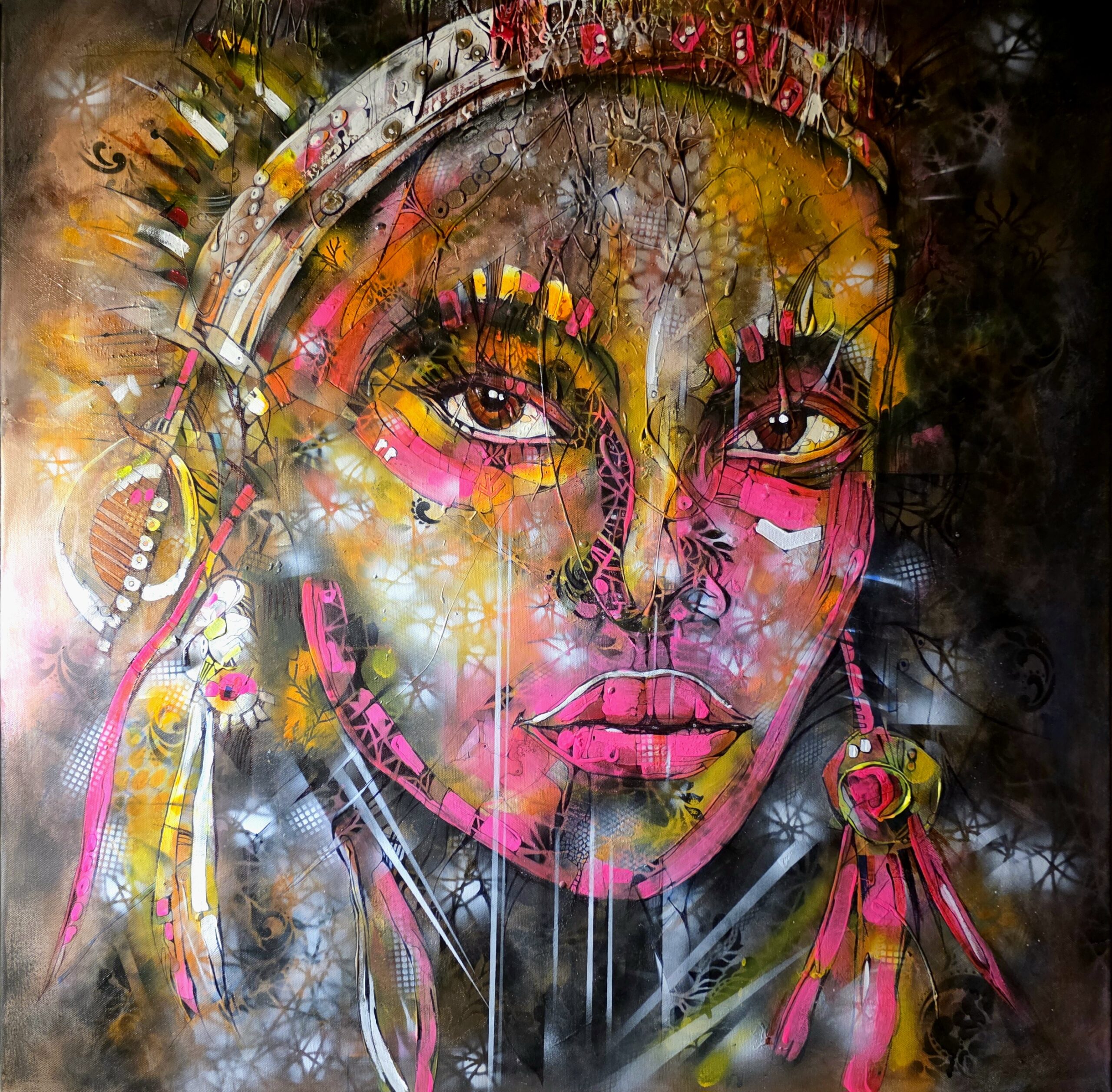 Obraz ELISIAN VEIL OF RADIANT – moderné abstraktné umenie (80×80 cm)