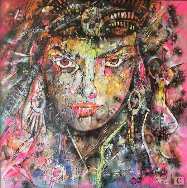 Obraz EYES OF THE BLACK TIDE – moderné abstraktné umenie (100×100 cm)