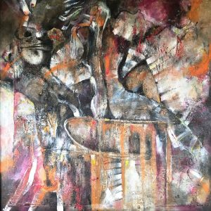 Obraz FLESH IN COLLISION – moderné abstraktné umenie (100×100 cm)