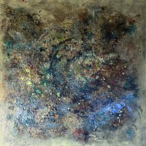 Obraz IMPERIUM PULVIS — moderné abstraktné umenie, resin a pigmenty (140×140 cm)