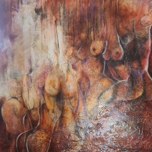 Obraz INTIMATIVE TOUCHES – moderné abstraktné figuratívne umenie (100×100 cm)