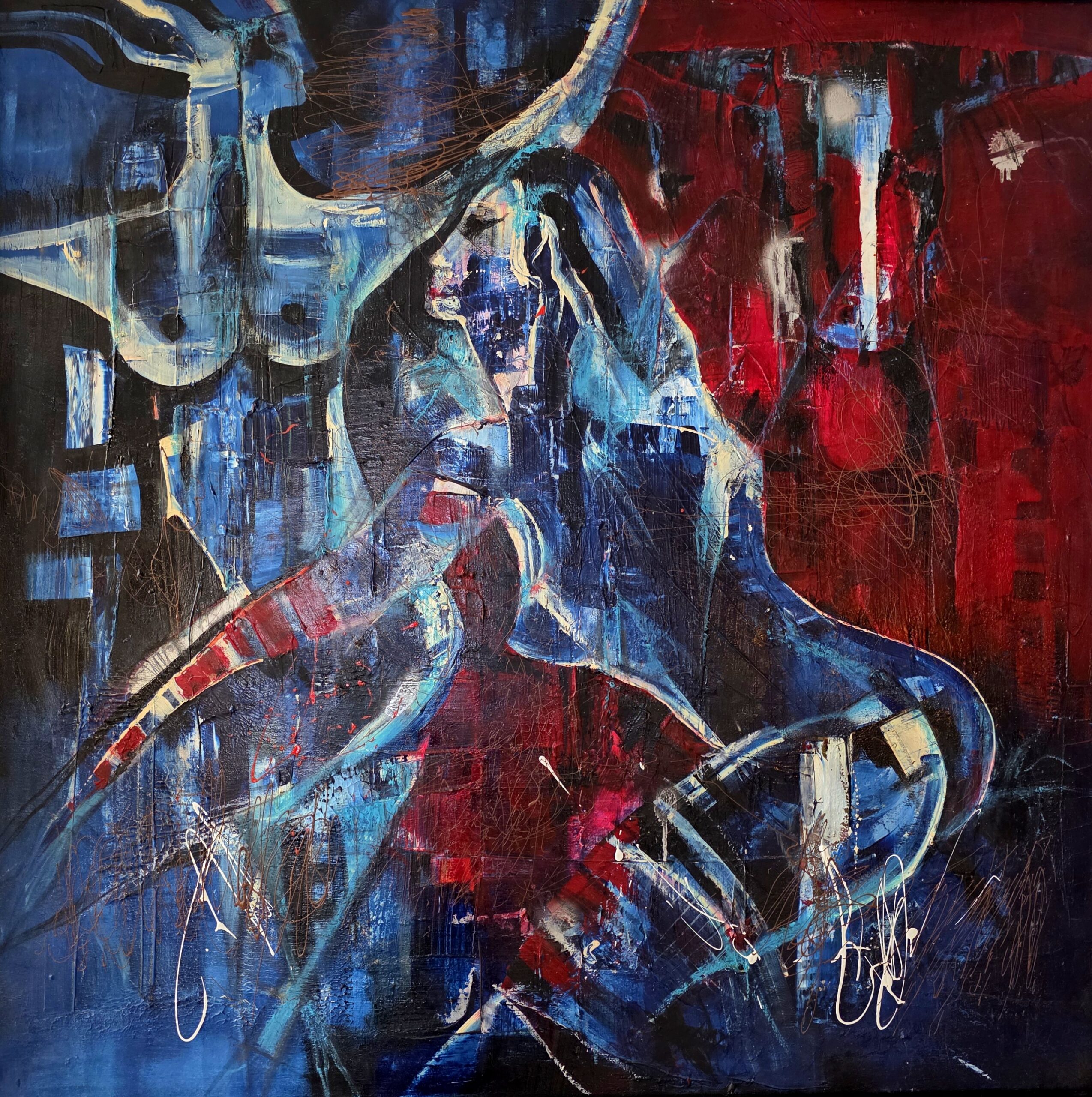 Obraz LIMEN – moderné abstraktné figuratívne umenie (100×100 cm)