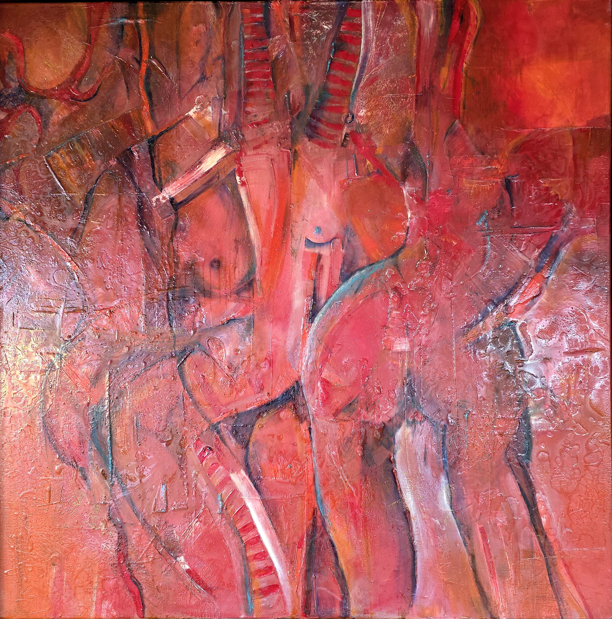 Obraz RAW DESIRE UNVEILED – moderné figuratívne abstraktné umenie (100×100 cm)