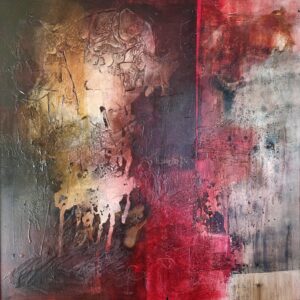 Obraz RED FAULT LIN – moderné abstraktné umenie (100×100 cm)