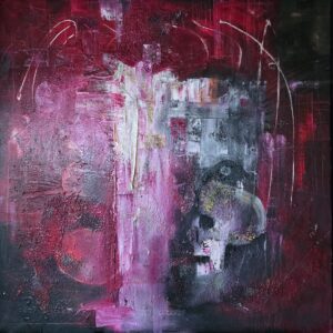 Obraz RED RIFT – moderné temné abstraktné umenie (80×80 cm)