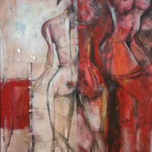 Obraz RED TESTIMONY – moderné figuratívne abstraktné umenie (70×100 cm)
