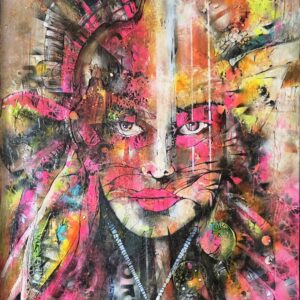 Obraz SHAMAN OF BROKEN COLORS – moderné neoexpresionistické figuratívne umenie (70×100 cm)