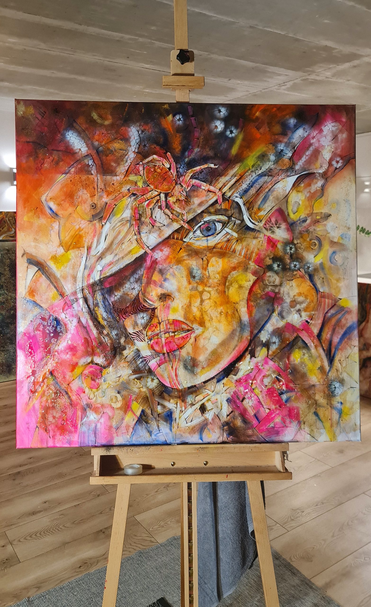 Painting SPIDER BITE – Modern abstract art (100x100 cm) - Image 4